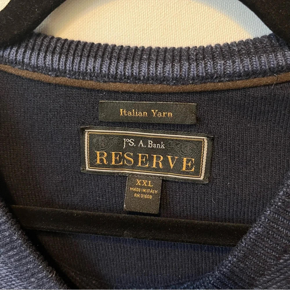 Jos A Bank Reserve Sweater XXL Blue V-neck Wool Cashmere blend Mens pullover - Picture 3 of 7